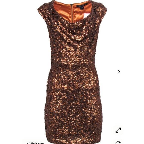 French Connection Bronze Sequin Dress Size 4 - Picture 3 of 4